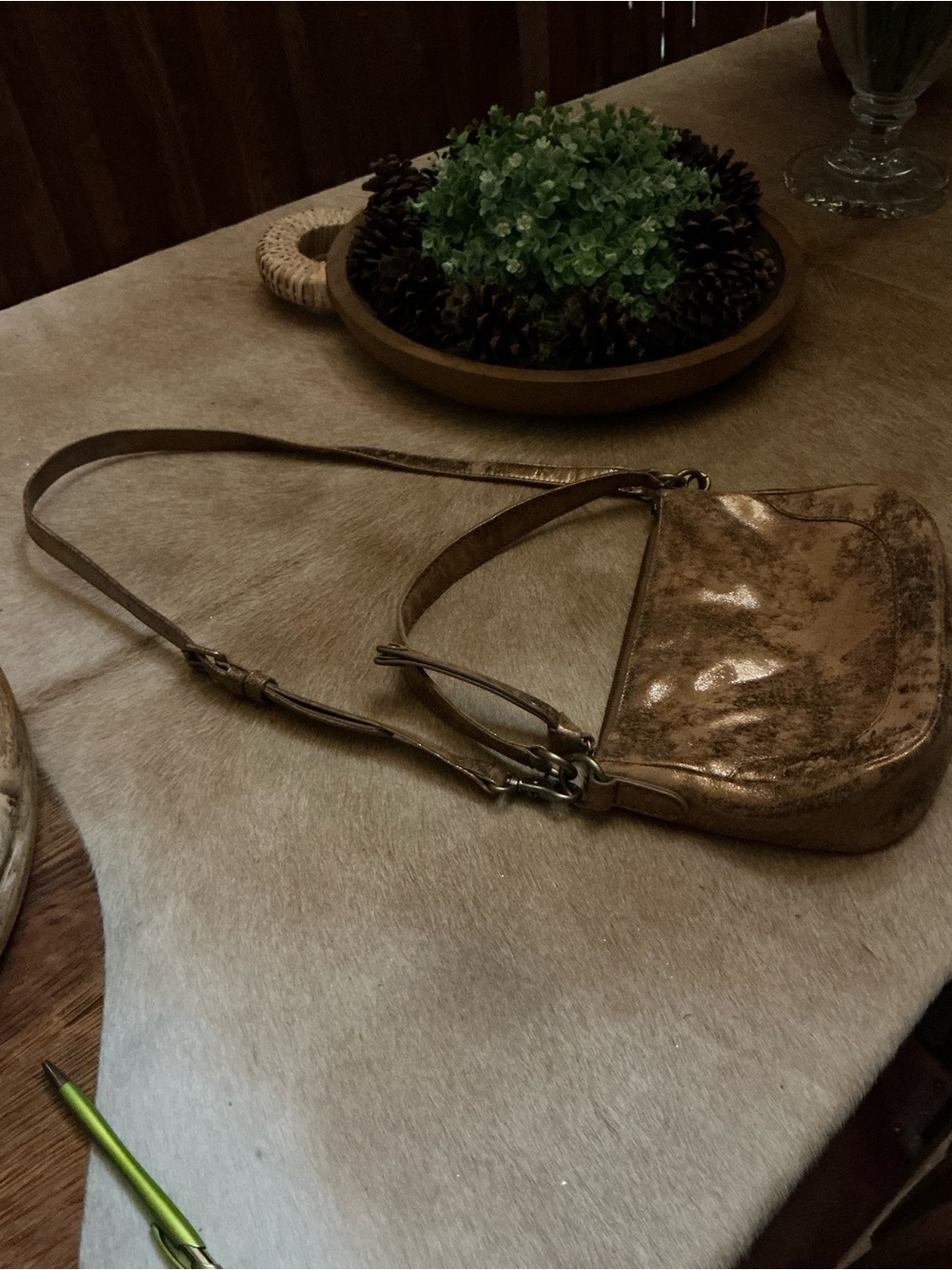 Patricia Nash Metallic Bronze Hobo Crossbody Bag